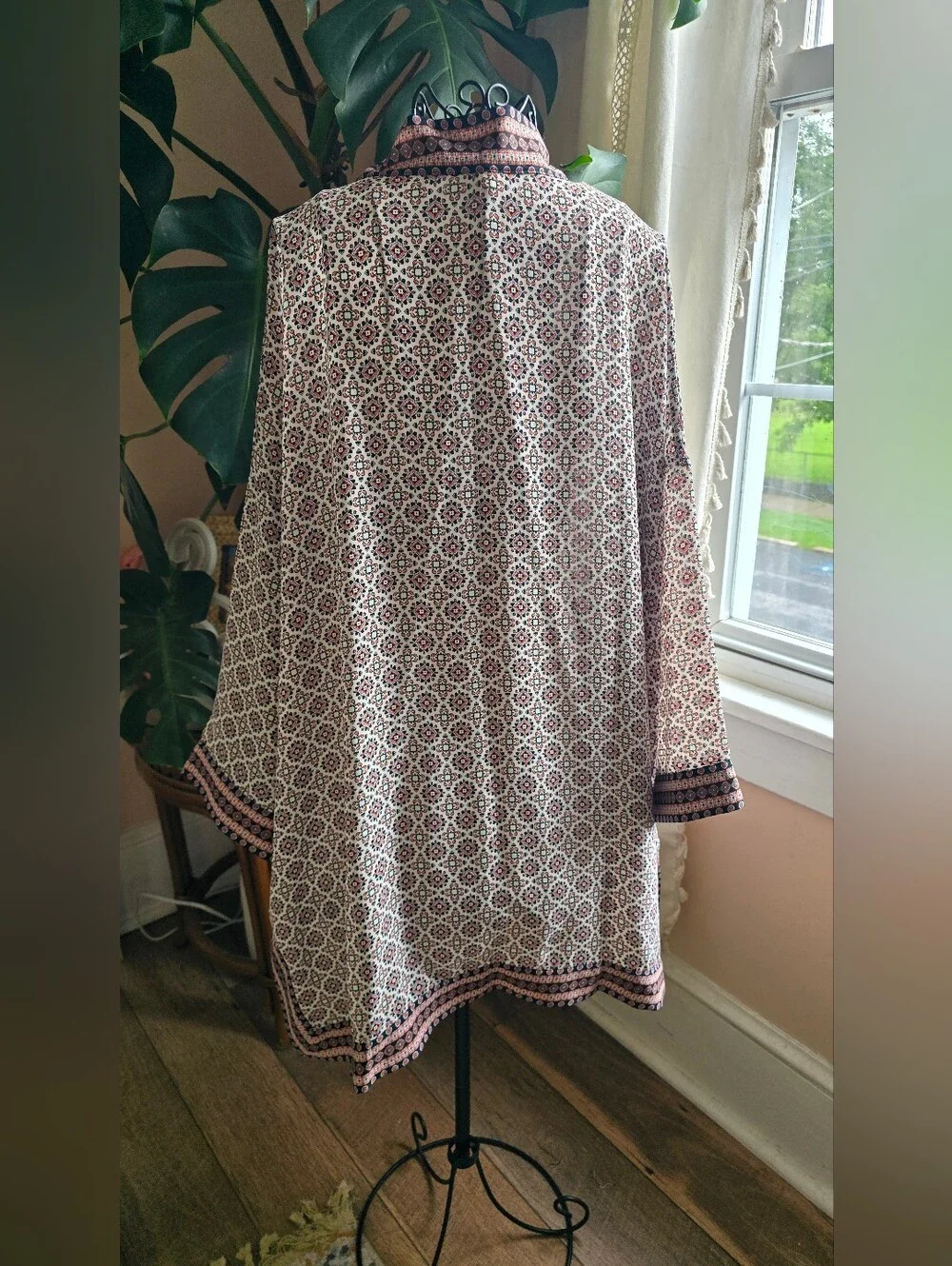 ✨ Max Studio Boho Tile Print Open Front Kimono Cardigan | Size 2X | EUC ✨
